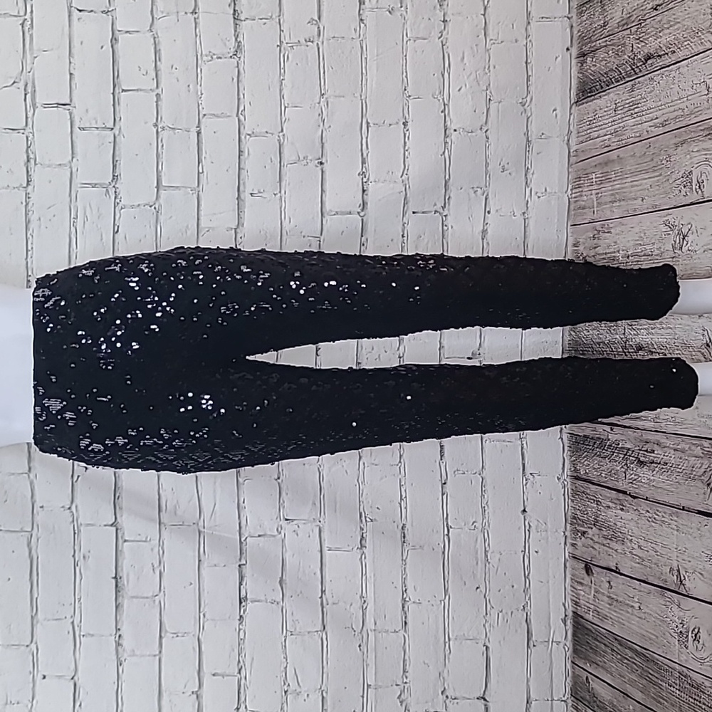 Lovers + Friends Take it Easy Skinny High Rise Crop Sequin Legging Black - NWT